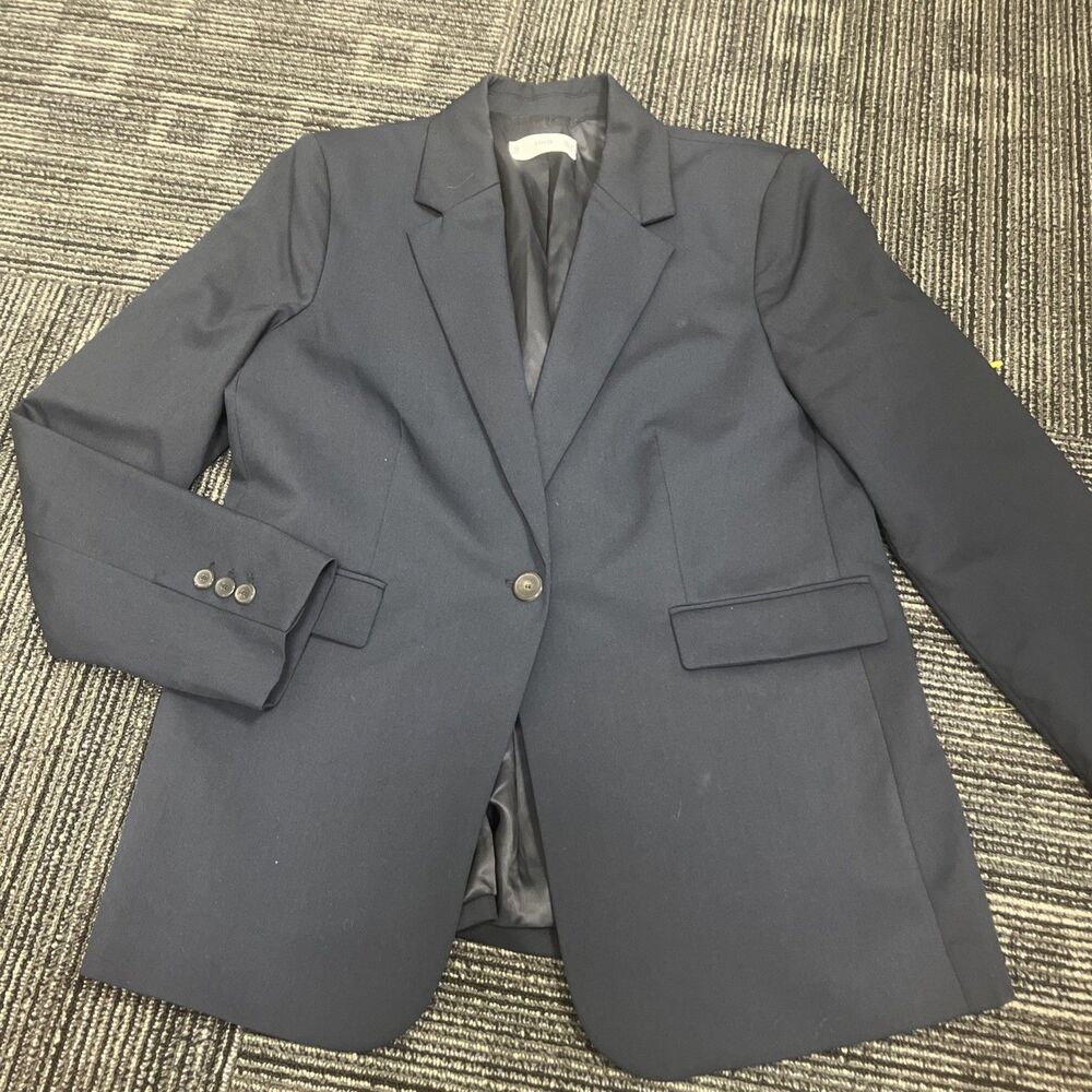 MNG Women's Business Attire Vibe Single Button Blazer Navy Blue Size 12
